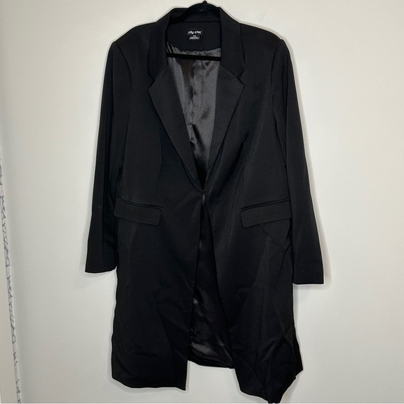 City Chic Size Small/16 Black Longline Blazer Boss Classy Preppy Boardroom - Picture 1 of 9